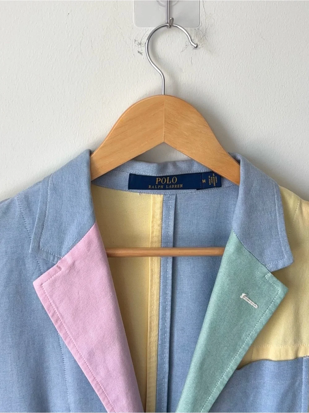 Polo Ralph Lauren Multicolor Blazer Size M Unstructured Patchwork Pastel Fun